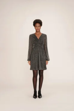 Grace & Mila Vestidos-Vestido curto de chiffon com lurex Cinzento