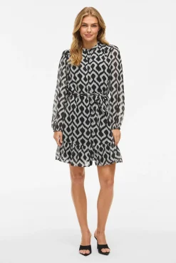 Vila Vestidos-Vestido curto de gaze Cinzento