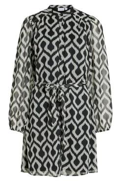 Vila Vestidos-Vestido curto de gaze Cinzento