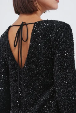 Springfield Vestidos-Vestido curto de lantejoulas preto
