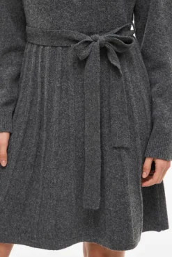 Vila Vestidos-Vestido curto de malha Cinzento