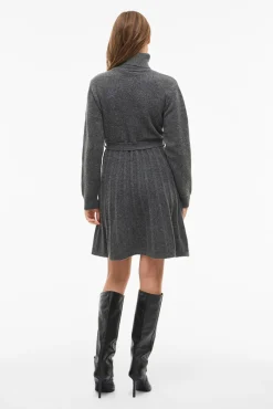 Vila Vestidos-Vestido curto de malha Cinzento