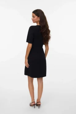 Vero Moda Vestidos-Vestido curto de malha com botões dourados Preto