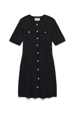 Vero Moda Vestidos-Vestido curto de malha com botões dourados Preto