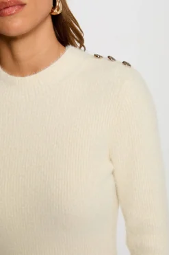 Morgan Vestidos-Vestido curto de malha justa Ecru