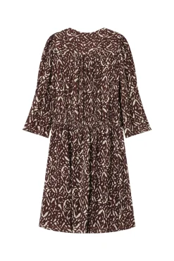 Grace & Mila Vestidos-Vestido curto de manga 3/4 com decote em V e estampado abstrata bicolor Castanho