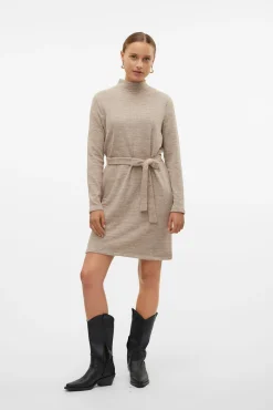 Vero Moda Vestidos-Vestido curto de manga comprida Castanho