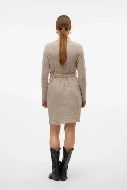 Vero Moda Vestidos-Vestido curto de manga comprida Castanho