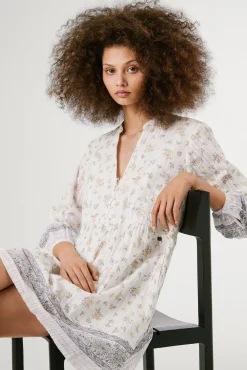 Pepe Jeans Vestidos-Vestido curto de manga comprida com floral. estampado