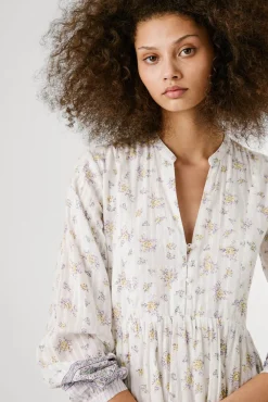 Pepe Jeans Vestidos-Vestido curto de manga comprida com floral. estampado