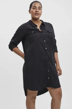 Vero Moda Curve Vestidos-Vestido curto denim tamanho grande Preto