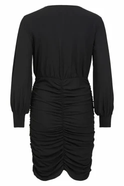 Vila Vestidos-Vestido curto entalhado franzido Preto