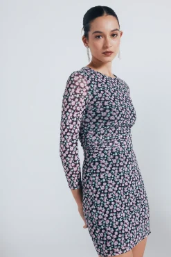 Springfield Vestidos-Vestido curto estampado preto