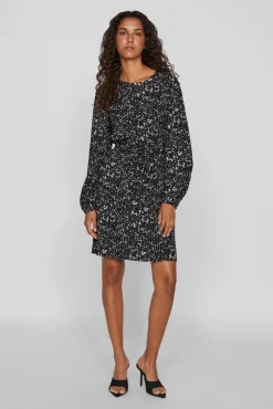 Vila Vestidos-Vestido curto estampado Preto