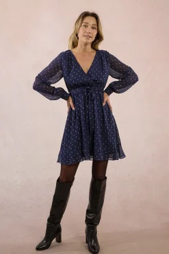 Molly Bracken Vestidos-Vestido curto estampado de manga comprida Azul