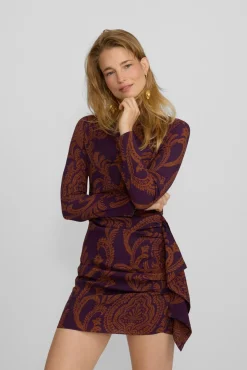 Silbon Vestidos-Vestido curto estampado drapeado Multicolorido