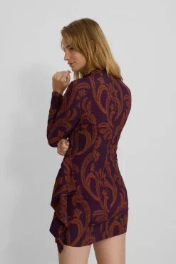 Silbon Vestidos-Vestido curto estampado drapeado Multicolorido