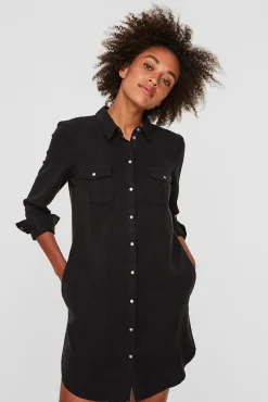Vero Moda Vestidos-Vestido curto jeans Preto