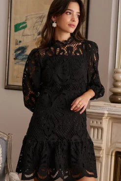 Polín Et Moi Vestidos-Vestido curto vazado Emma Preto