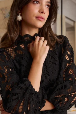 Polín Et Moi Vestidos-Vestido curto vazado Emma Preto