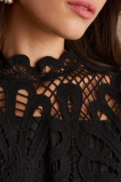 Polín Et Moi Vestidos-Vestido curto vazado Emma Preto