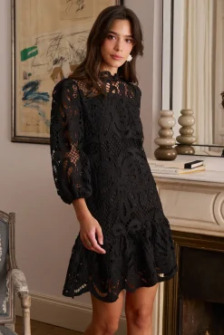 Polín Et Moi Vestidos-Vestido curto vazado Emma Preto