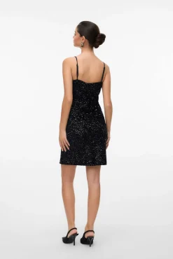 Vero Moda Vestidos-Vestido de alças de lantejoulas Preto