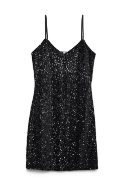 Vero Moda Vestidos-Vestido de alças de lantejoulas Preto