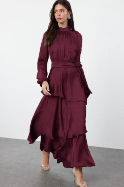 Trendyol Vestidos-Vestido de cetim cru