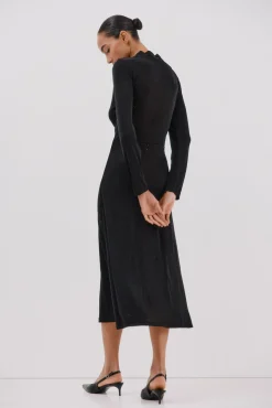 Cortefiel Vestidos-Vestido de cetim brilhante Preto