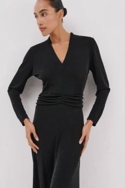 Cortefiel Vestidos-Vestido de cetim brilhante Preto