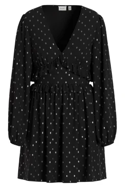 Vila Vestidos-Vestido de chiffon com lurex Preto