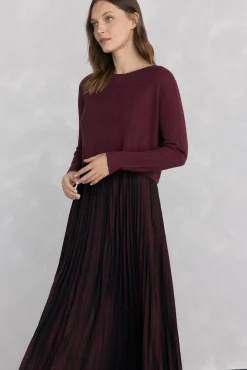 Pedro del Hierro Vestidos-Vestido de duas peças com glitter Bordeaux