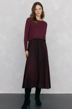 Pedro del Hierro Vestidos-Vestido de duas peças com glitter Bordeaux