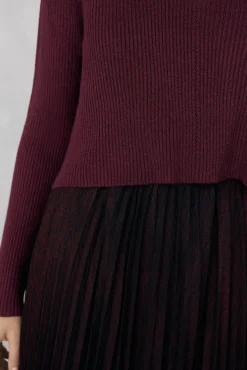 Pedro del Hierro Vestidos-Vestido de duas peças com glitter Bordeaux