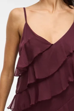 Vila Vestidos-Vestido de festa midi com babados Roxo