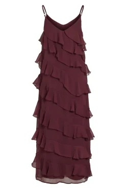 Vila Vestidos-Vestido de festa midi com babados Roxo