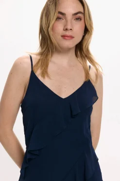 Vila Vestidos-Vestido de festa midi de chiffon Azul