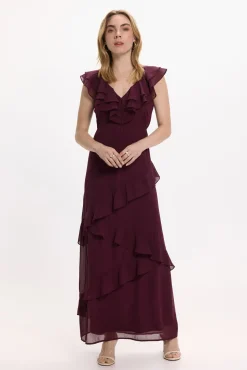 Vila Vestidos-Vestido de festa midi de chiffon Roxo