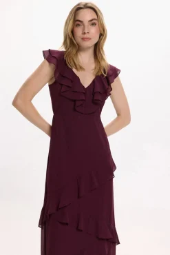 Vila Vestidos-Vestido de festa midi de chiffon Roxo