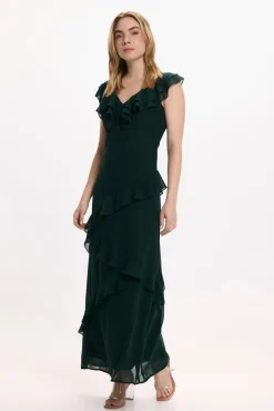 Vila Vestidos-Vestido de festa midi de chiffon Verde
