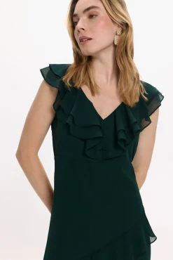 Vila Vestidos-Vestido de festa midi de chiffon Verde