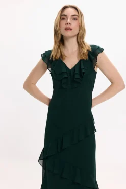 Vila Vestidos-Vestido de festa midi de chiffon Verde