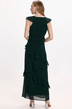 Vila Vestidos-Vestido de festa midi de chiffon Verde