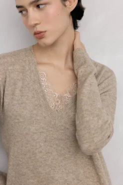 Pedro del Hierro Vestidos-Vestido de malha Beige