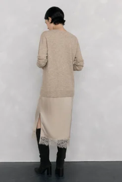 Pedro del Hierro Vestidos-Vestido de malha Beige