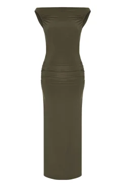 Trendyol Vestidos-Vestido de malha Caqui escuro