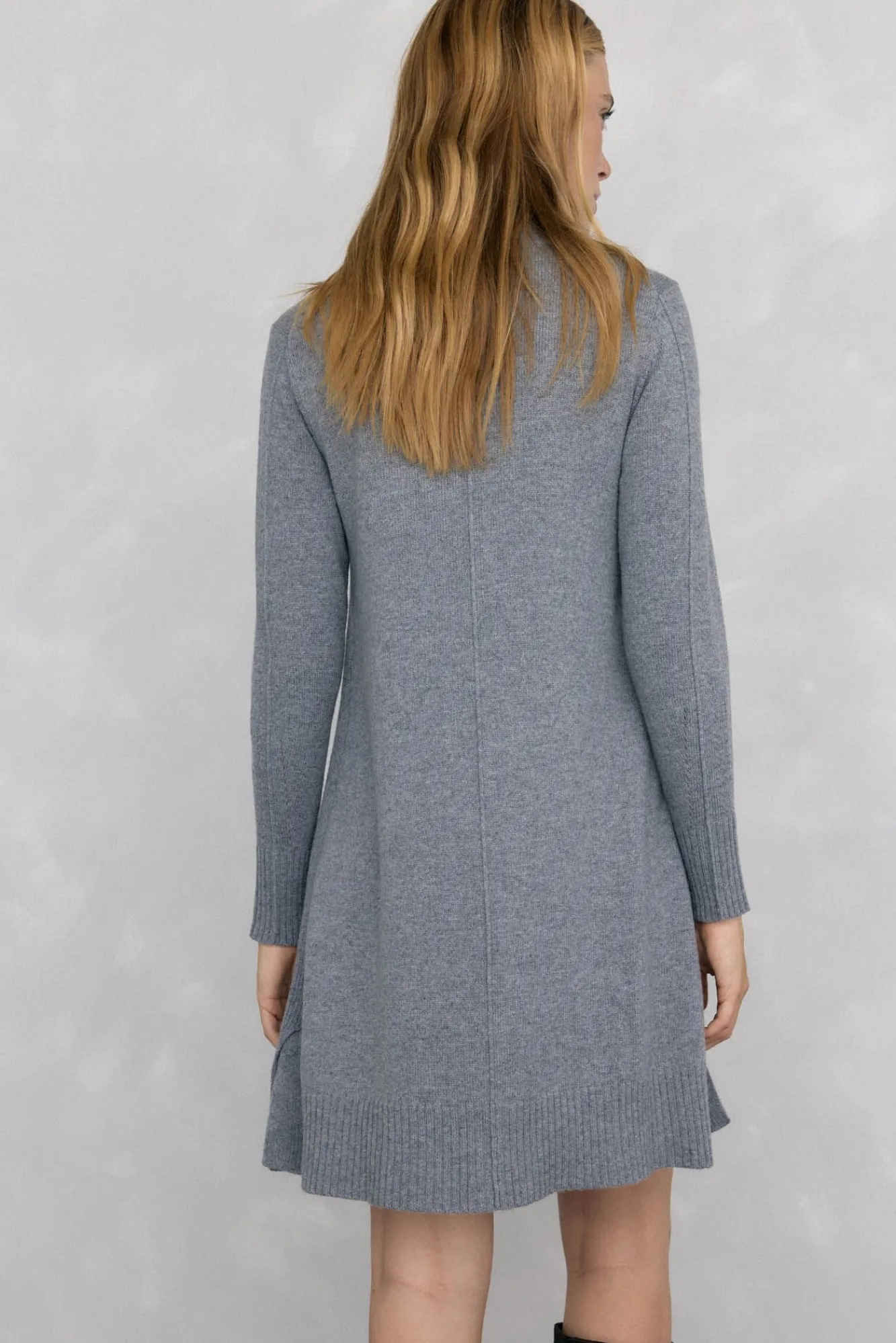 Pedro del Hierro Vestidos-Vestido de malha com costura central em lã Cizento