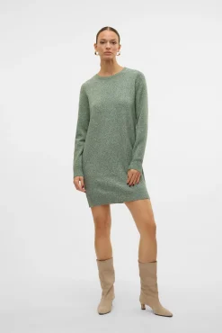 Vero Moda Vestidos-Vestido de malha com malha gola redonda Verde