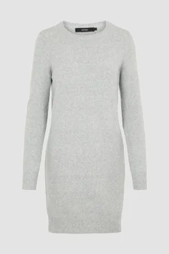 Vero Moda Vestidos-Vestido de malha com malha gola redonda Cinzento